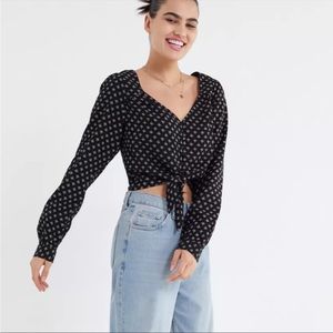 NWT Urban Outfitters Printed Tie-front Blouse